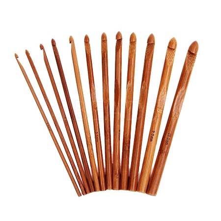 12Pcs Carbonized Bamboo Knitting Needles PW-WG37861-01-1