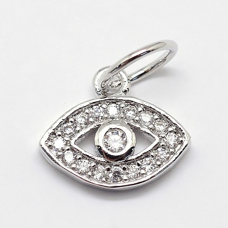 CZ Brass Micro Pave Cubic Zirconia Evil Eye Charms ZIRC-L018-10P-1