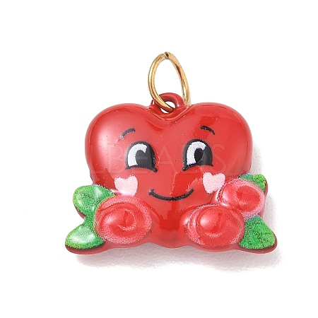 Valentine's Day 304 Stainless Steel Enamel Pendants SA-CBA08A6-07F-G-1