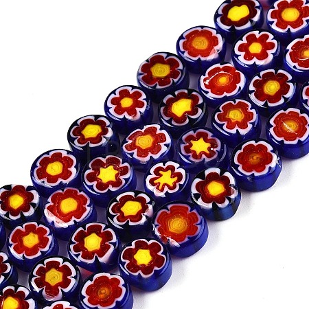Handmade Millefiori Glass Beads Strands LAMP-N024-21-1