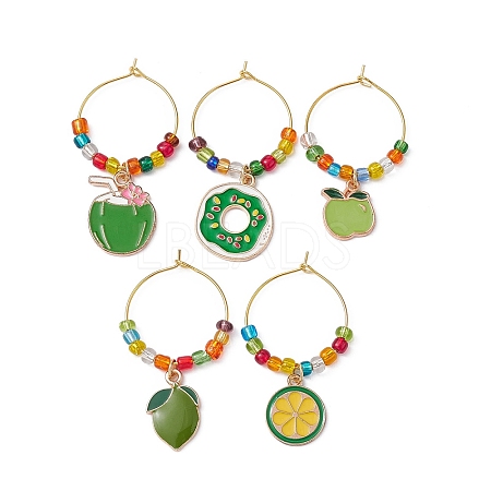 Fruit Alloy Enamel Wine Glass Charms AJEW-JO00224-1