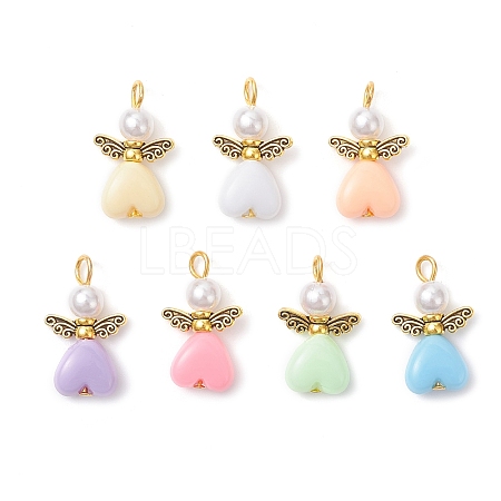 Acrylic & ABS Plastic Imitation Pearl Angel Pendants PALLOY-JF04466-01-1