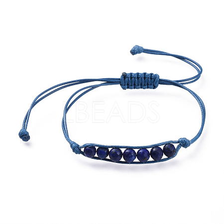 Adjustable Natural Lapis Lazuli(Dyed) Braided Bead Bracelets BJEW-JB04560-02-1