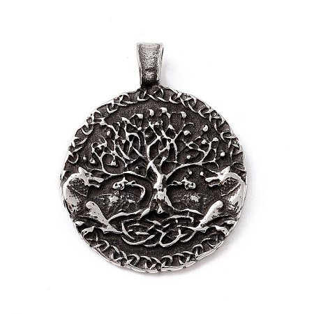 Tibetan Style 304 Stainless Steel Pendants STAS-P305-43AS-1