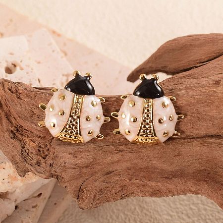 304 Stainless Steel Enamel Stud Earrings WGC4DAF-02-1