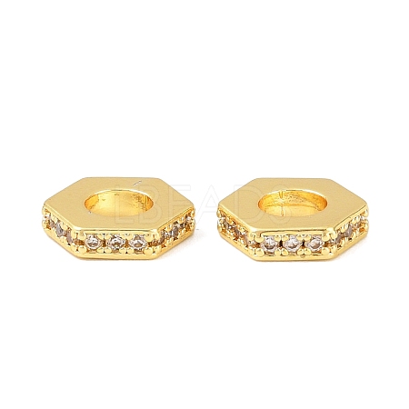 Brass Micro Pave Clear Cubic Zirconia European Beads KK-C142-11C-G-1
