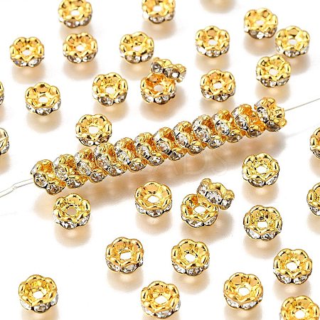 Brass Rhinestone Spacer Beads RB-A014-L6mm-01G-NF-1