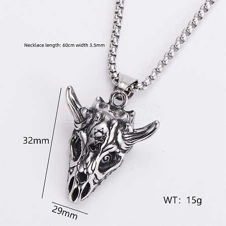 Gothic 316 Surgical Stainless Steel Pendant Box Chain Necklaces for Men ZF3615-4-1