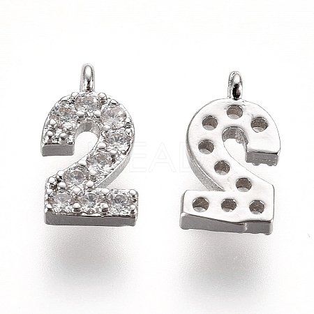 Brass Micro Pave Clear Cubic Zirconia Charms ZIRC-L075-60A-02P-1
