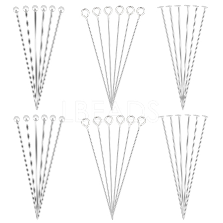 36Pcs 3 Styles 925 Sterling Silver Eye Pins STER-PH0002-65-1
