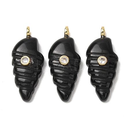 Natural Obsidian Carved Pendants G-H357-04G-07-1