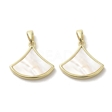 Brass Pave Shell Pendants KK-I708-14F-G-1