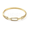 Rack Plating Brass Micro Pave Clear Cubic Zirconia Hollow Oval Hinged Bangles BJEW-M300-01G-2