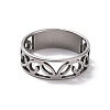 201 Stainless Steel Hollow Leaf Finger Ring for Women RJEW-J051-46P-2