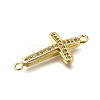 Brass Clear Cubic Zirconia Cross Connector Charms ZIRC-I070-003G-2
