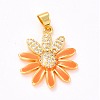 Real 18K Gold Plated Brass Micro Pave Cubic Zirconia Pendants ZIRC-L100-087G-08-2