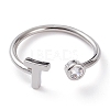 Brass Micro Pave Clear Cubic Zirconia Cuff Rings RJEW-J074-01P-T-1