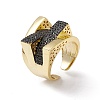 Black Cubic Zirconia Ski Slope Open Cuff Ring RJEW-M144-13G-1