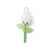 Glass Seed Beaded Rose Pendants PALLOY-MZ00959-05-1