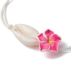 Natural Shell & Polymer Clay 3D Flower Link Bracelet BJEW-JB09816-3
