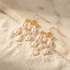 304 Stainless Steel & Plastic Pearl Oval Bead Tassel Chandelier Earrings for Women WGBEBE0-01-2