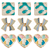12pcs 3 Style Bowknot/Heart/Square 1-Hole Alloy Enamel Shank Buttons BUTT-GF0003-81-1