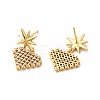 Rack Plating Brass Micro Pave Cubic Zirconia Stud Earrings EJEW-H091-29G-2