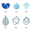24Pcs 6 Style Blue Series Spray Painted Alloy Pendants FIND-LS0001-62-3