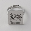 Stainless Steel Tarot Card Adjustable Ring for Women RJEW-WH0001-018P-06-1