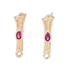 Brass Micro Pave Cubic Zirconia Stud Earring Findings KK-T062-247G-03-2