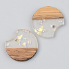 Transparent Resin & Walnut Wood Pendants RESI-S389-038A-E01-1