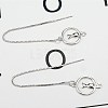Ring & Cat Brass Dangle Stud Earrings EJEW-BB63115-A-3