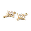 Brass Pave Clear Cubic Zirconia Connector Charms KK-G462-04KCG-2