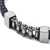 Men's Braided Black PU Leather Cord Bracelets BJEW-K243-66AS-2