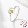 Rhodium Plated 925 Sterling Silver Daisy Flower Finger Ring for Women KN3229-3-1