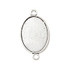 Antique Silver Tibetan Style Alloy Flat Oval Cabochon Connector Settings TIBE-M022-05AS-1