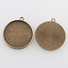 Flat Round Alloy Pendant Cabochon Settings PALLOY-N0088-36AB-NF-2
