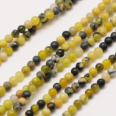 Natural Gemstone Yellow Turquoise(Jasper) Round Beads Strands G-A130-2mm-L01-1