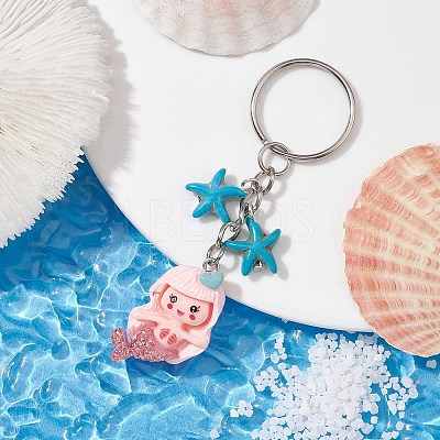 Mermaid Opaque Resin Pendant Keychain KEYC-JKC00624-04-1