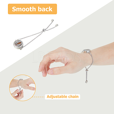2Pcs 2 Styles 316 Surgical Stainless Steel Rhinestone Diffuser Locket Slider Bracelets BJEW-FI0001-84B-1