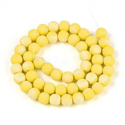 Frosted Opaque Glass Beads Strands GLAA-T032-P8mm-MBB16-1