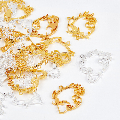 24Pcs 12 Style Alloy Open Back Bezel Pendants FIND-OC0001-44-1