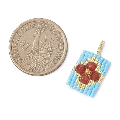 Beaded Rectangle Charms PALLOY-MZ01149-1