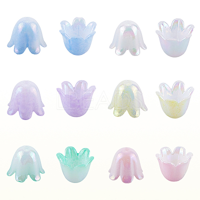480Pcs 6 Colors Plastic Bead Caps FIND-SC0017-30-1