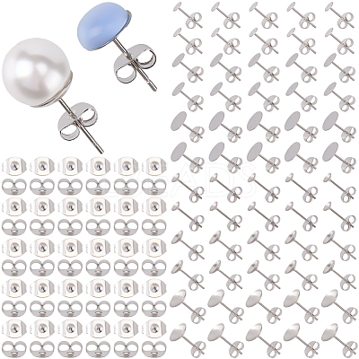 304 Stainless Steel Stud Earring Findings STAS-SP0002-01-1
