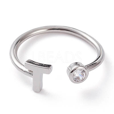 Brass Micro Pave Clear Cubic Zirconia Cuff Rings RJEW-J074-01P-T-1