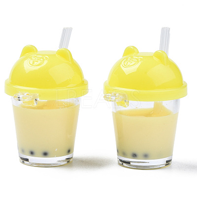 Imitation Bubble Tea Resin Pendants RESI-S401-01G-1