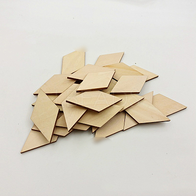 Unfinished Wood Rhombus Shape Discs Slices LS-WOCR-PW0001-005B-1