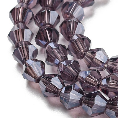 Transparent Electroplate Glass Beads Strands GLAA-F029-4mm-C04-1