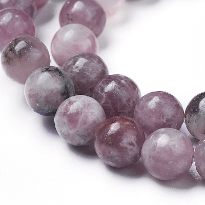 Natural Lepidolite/Purple Mica Beads Strands G-G770-04A-8mm-1